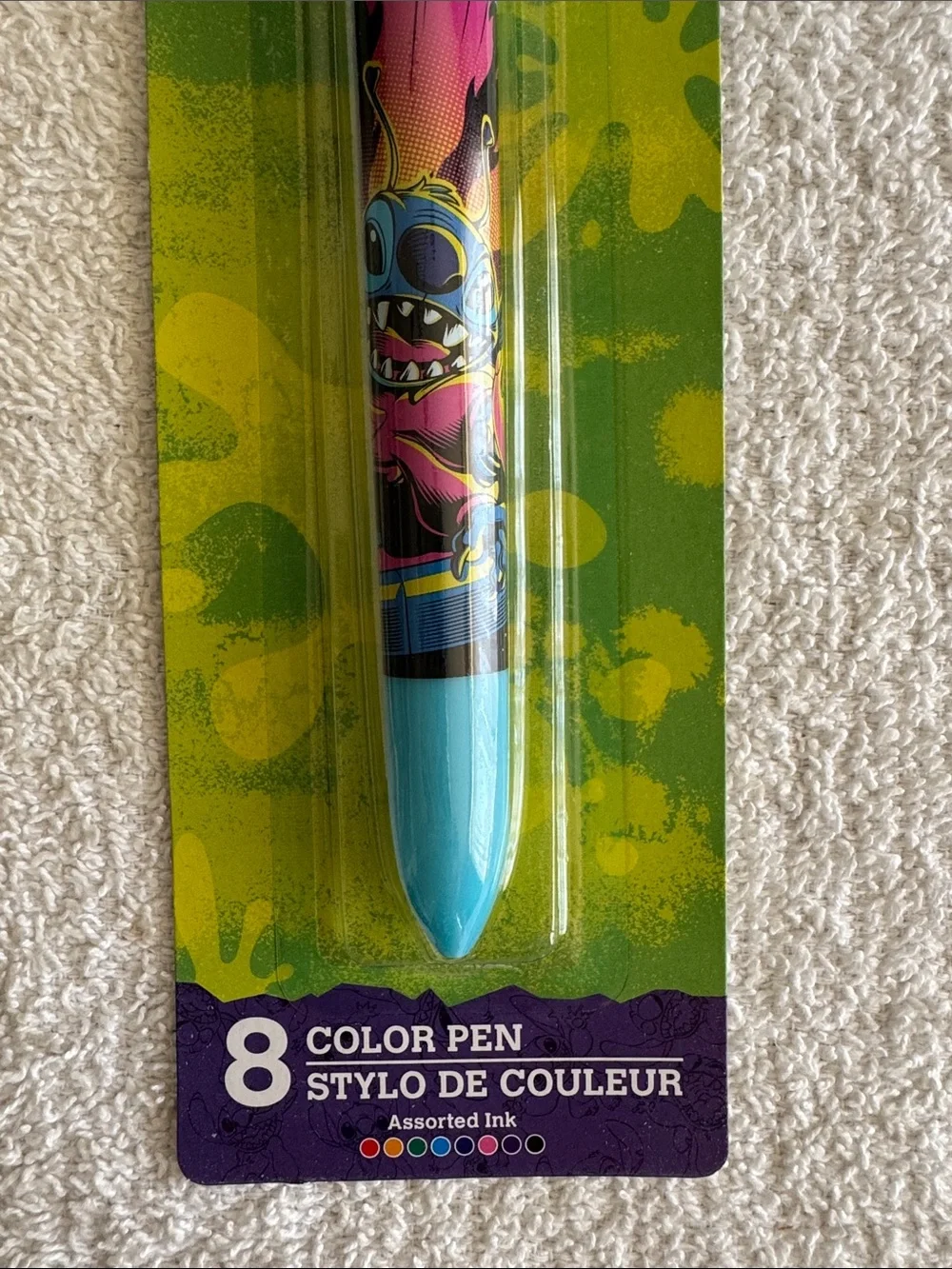 Disney Stitch 8-Color Multi Pen - Light Blue with Pink Accent